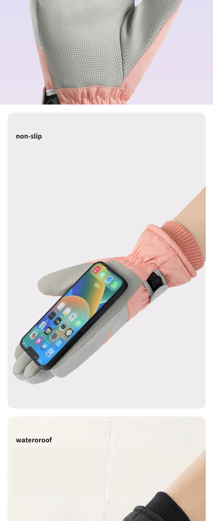 Skiing Gloves Winter Cycling Thick Fleece Warm Gloves Women Men Tick Touch Screen Waterproof Motorcycle Windproof Gloves Fashion