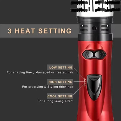 Hair Curler Straightening Brush Ceramic Tourmaline Multi Styler Rotating Hair Dryer With 5 Heat Adjustments for Dry Hair