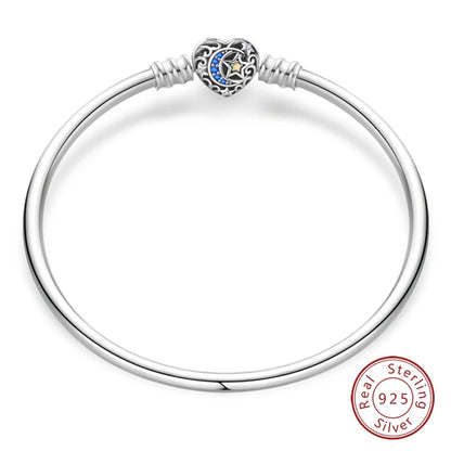 Bracelet Silver 925 Original 17-20CM Star Moon Sun Four Leaf Clover Green Zircon Bracelets Fit DIY Charms Birthday Jewelry Gifts