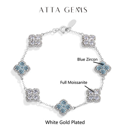 ATTAGEMS Full Moissanite Luxury Bracelet D VVS1 For Women Real S925 Sterling Silver Gold Plated Lucky Engagement Wedding Jewelry