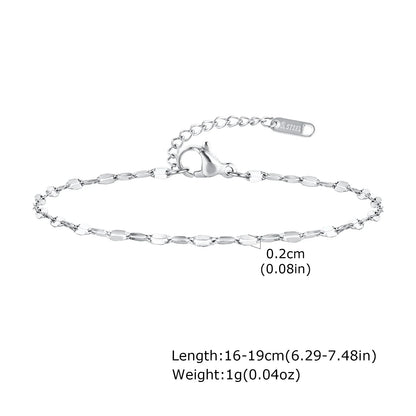 Women Chain Bracelet Silver Color, Stainless Steel Link Stackable Bracelets, Layered Fashion Accessories Gifts