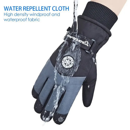 2025 Winter Snowboard Ski Gloves PU Leather Non-slip Touch Screen Waterproof Motorcycle Cycling Fleece Warm Riding Gloves