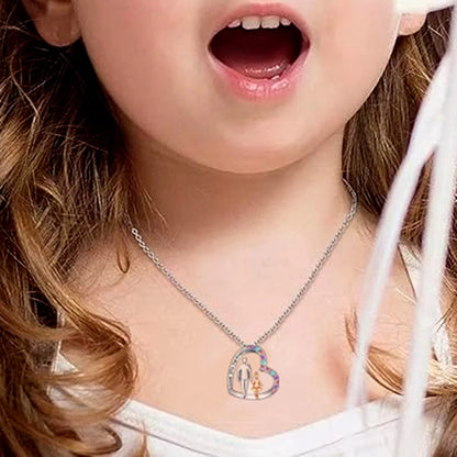 Cute I Love You Forever Dad And Daughter Necklace Colorful Crystal Heart Pendant Necklaces For Girls Jewelry