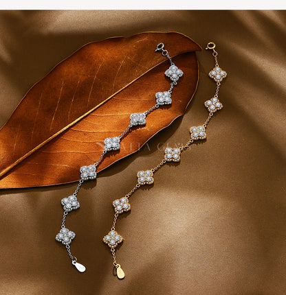 ATTAGEMS Full Moissanite Luxury Bracelet D VVS1 For Women Real S925 Sterling Silver Gold Plated Lucky Engagement Wedding Jewelry