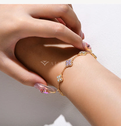 ATTAGEMS Full Moissanite Luxury Bracelet D VVS1 For Women Real S925 Sterling Silver Gold Plated Lucky Engagement Wedding Jewelry