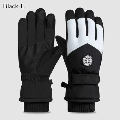 2025 Winter Snowboard Ski Gloves PU Leather Non-slip Touch Screen Waterproof Motorcycle Cycling Fleece Warm Riding Gloves