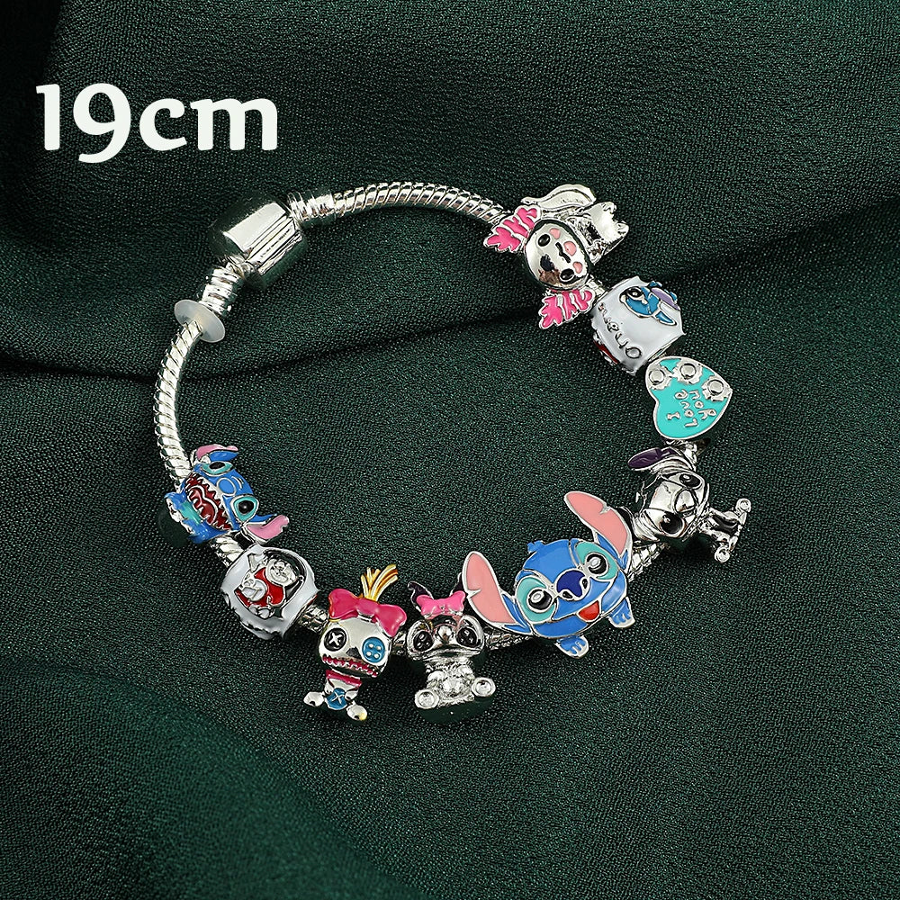 Disney Marvel Movie Peripheral Jewelry Winnie the Pooh Bear The Little Mermaid Moana Stitch Charm Bracelets For Women Girl Gift