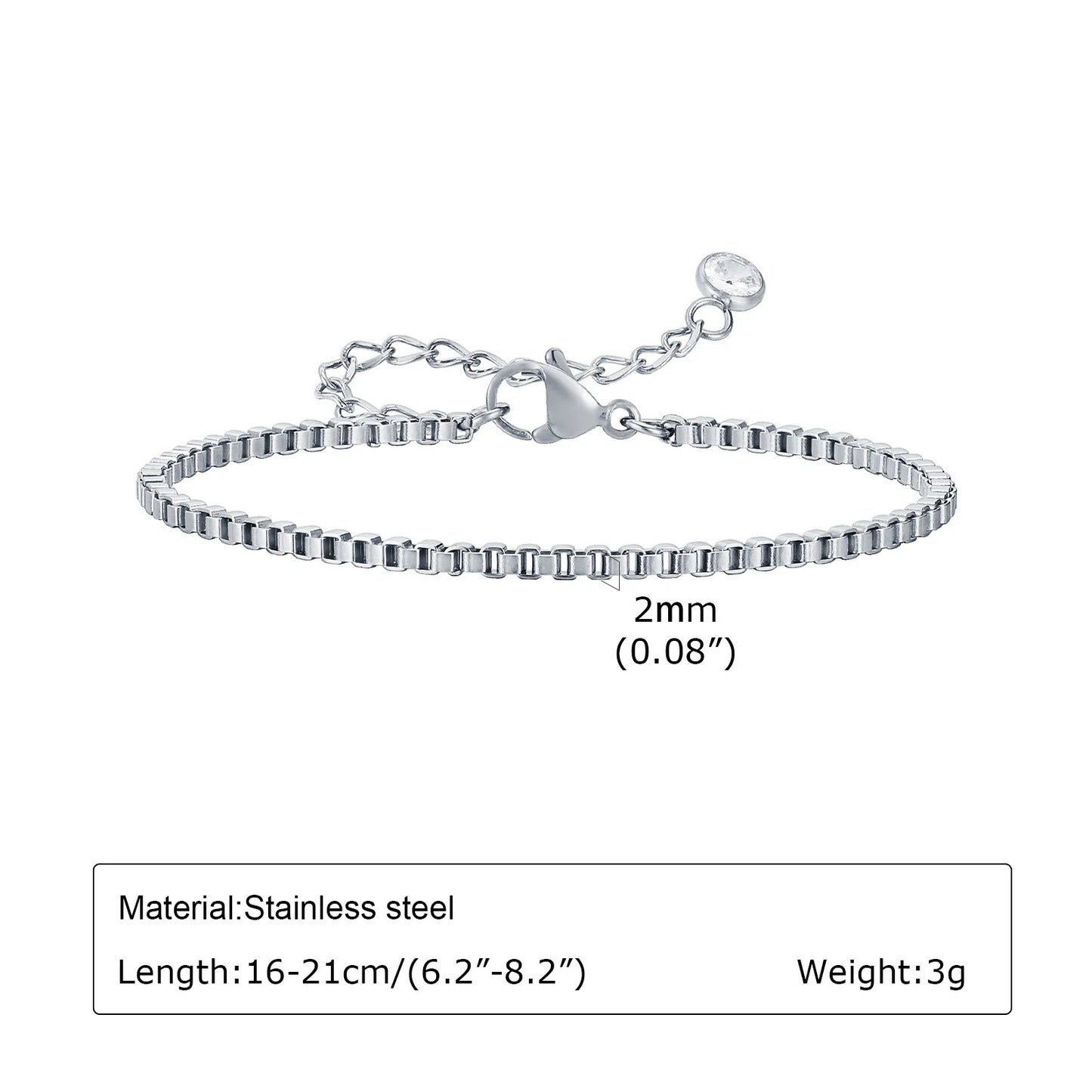 Women Chain Bracelet Silver Color, Stainless Steel Link Stackable Bracelets, Layered Fashion Accessories Gifts