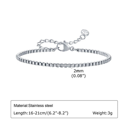 Women Chain Bracelet Silver Color, Stainless Steel Link Stackable Bracelets, Layered Fashion Accessories Gifts