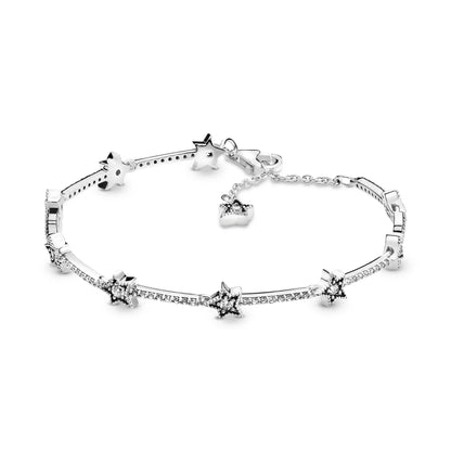 Hot selling 925 Sterling Silver Exquisite Stars Heart-shaped All Zircon Tennis Bracelet Luxurious Charm Bracelet Surprise Gifts