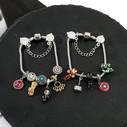 Disney Marvel Movie Peripheral Jewelry Winnie the Pooh Bear The Little Mermaid Moana Stitch Charm Bracelets For Women Girl Gift
