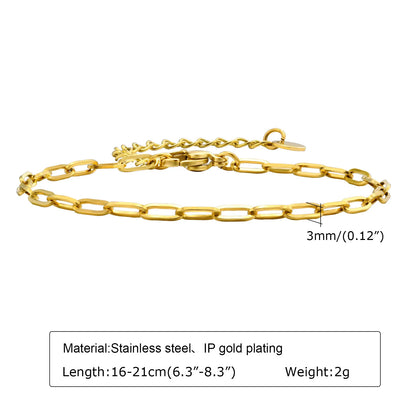 Waterproof Stainless Steel Chain Bracelets For Women , Gold Plated Fashion Stackable Link Bracelet Gifts