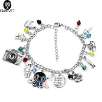 Disney Marvel Movie Peripheral Jewelry Winnie the Pooh Bear The Little Mermaid Moana Stitch Charm Bracelets For Women Girl Gift