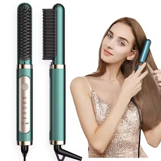 Electric Hair Straightening Brush Fast Heating Hot Comb Brush Negative Ion Hair Straightening Comb
