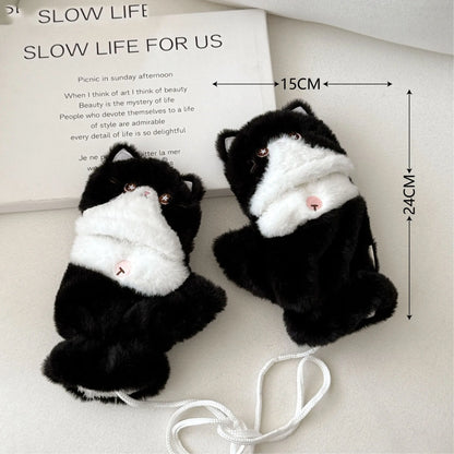 Cute Milk Cat Plush Autumn And Winter Cold Resistant Warm Gloves Scarf Kitten Knee Pads