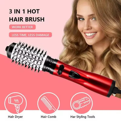 Hair Curler Straightening Brush Ceramic Tourmaline Multi Styler Rotating Hair Dryer With 5 Heat Adjustments for Dry Hair