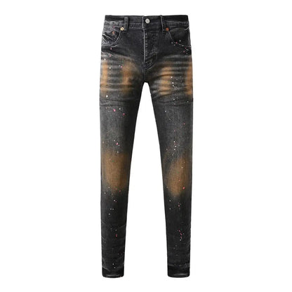 High Street New Trendy Men's Jeans Low Rise Stretch PantsSkinny Button Fly Ripped Retro Hold Trousers