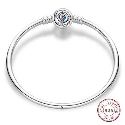 Bracelet Silver 925 Original 17-20CM Star Moon Sun Four Leaf Clover Green Zircon Bracelets Fit DIY Charms Birthday Jewelry Gifts