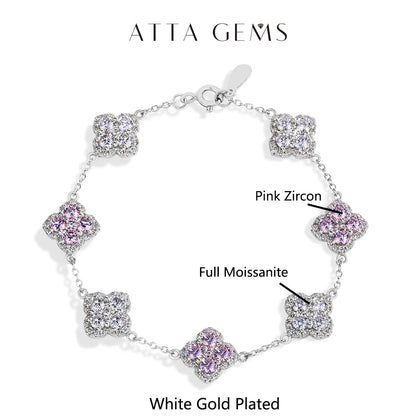 ATTAGEMS Full Moissanite Luxury Bracelet D VVS1 For Women Real S925 Sterling Silver Gold Plated Lucky Engagement Wedding Jewelry