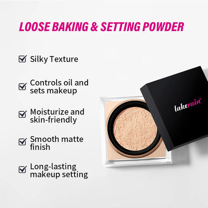 Loose Baking&Setting Powder Long Lasting Oil Control Natural Face Matte Waterproof BrighTening Loose Powder Makeup Cosmetics
