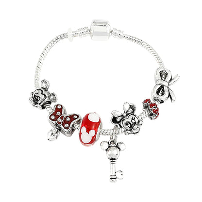Disney Marvel Movie Peripheral Jewelry Winnie the Pooh Bear The Little Mermaid Moana Stitch Charm Bracelets For Women Girl Gift