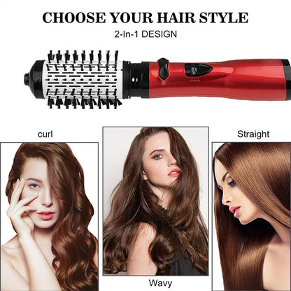 Hair Curler Straightening Brush Ceramic Tourmaline Multi Styler Rotating Hair Dryer With 5 Heat Adjustments for Dry Hair
