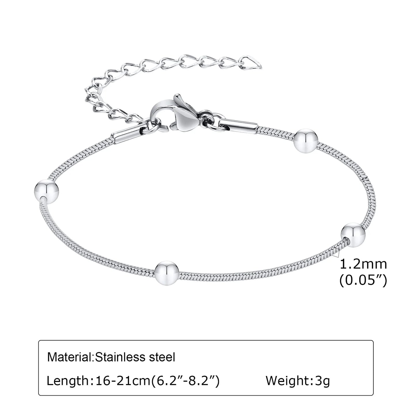 Women Chain Bracelet Silver Color, Stainless Steel Link Stackable Bracelets, Layered Fashion Accessories Gifts