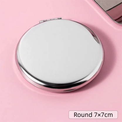 Stainless Steel Portable Folding Makeup Mirror, Square & Round Dual-Sided Shatterproof Metal Mirror for Travel