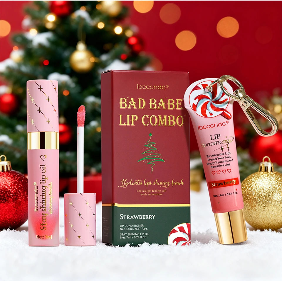 Bad Babe Lip Combo Long Lasting Moisturizing Glossy Deeply Hydrates Smoothing Lip oil and Lip Balm Set Skin Care Gift for Women