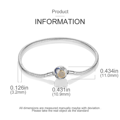 Bracelet Silver 925 Original 17-20CM Star Moon Sun Four Leaf Clover Green Zircon Bracelets Fit DIY Charms Birthday Jewelry Gifts