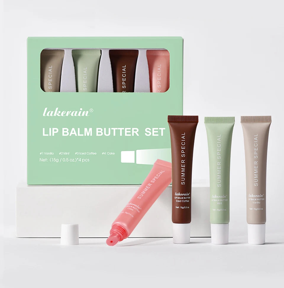 Lip Balm Set Lip Gross 4 Pack 1Kit Deep Moisturizing Lip Glaze Smoothing Color Lips Oil Long Lasting Nourishing Lips Care