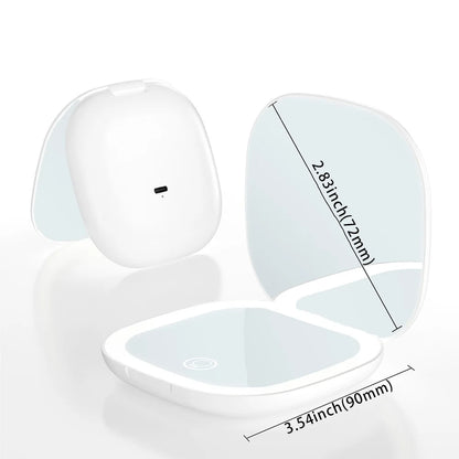 Mini Compact Foldable Pocket Hand Led Makeup Mirror With Led Light 5x/10x Magnification Rechargeable And Small