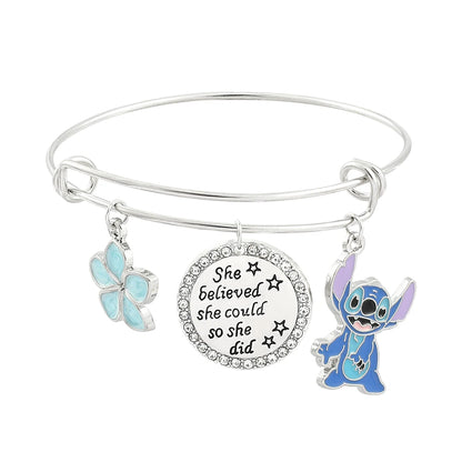 Disney Marvel Movie Peripheral Jewelry Winnie the Pooh Bear The Little Mermaid Moana Stitch Charm Bracelets For Women Girl Gift