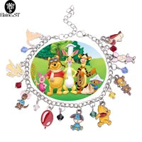 Disney Marvel Movie Peripheral Jewelry Winnie the Pooh Bear The Little Mermaid Moana Stitch Charm Bracelets For Women Girl Gift