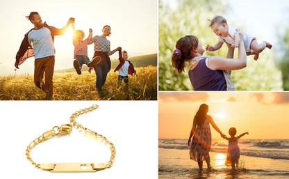 Vnox Custom Baby Girls Bracelets,Anti Allergy Stainless Steel Bracelet for Newborn Mom,Personalized Name Birthday Boy Girls Gift