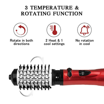 Hair Curler Straightening Brush Ceramic Tourmaline Multi Styler Rotating Hair Dryer With 5 Heat Adjustments for Dry Hair