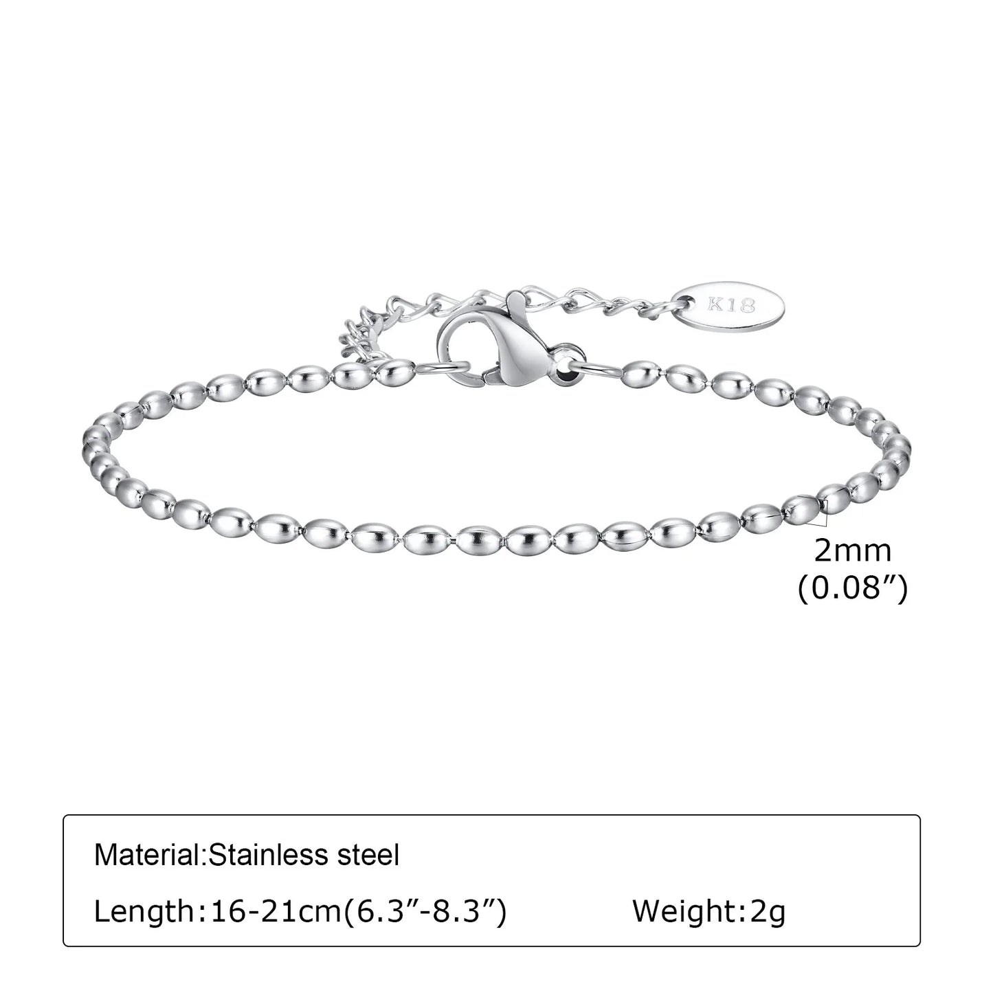Women Chain Bracelet Silver Color, Stainless Steel Link Stackable Bracelets, Layered Fashion Accessories Gifts