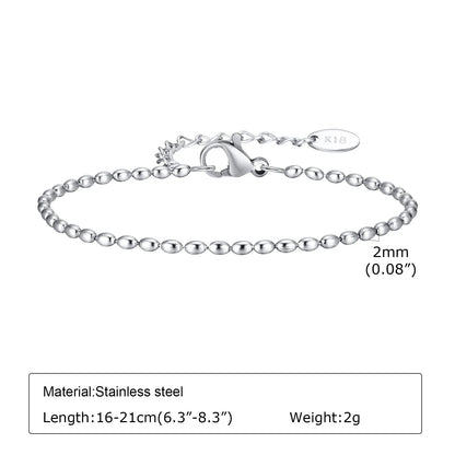 Women Chain Bracelet Silver Color, Stainless Steel Link Stackable Bracelets, Layered Fashion Accessories Gifts
