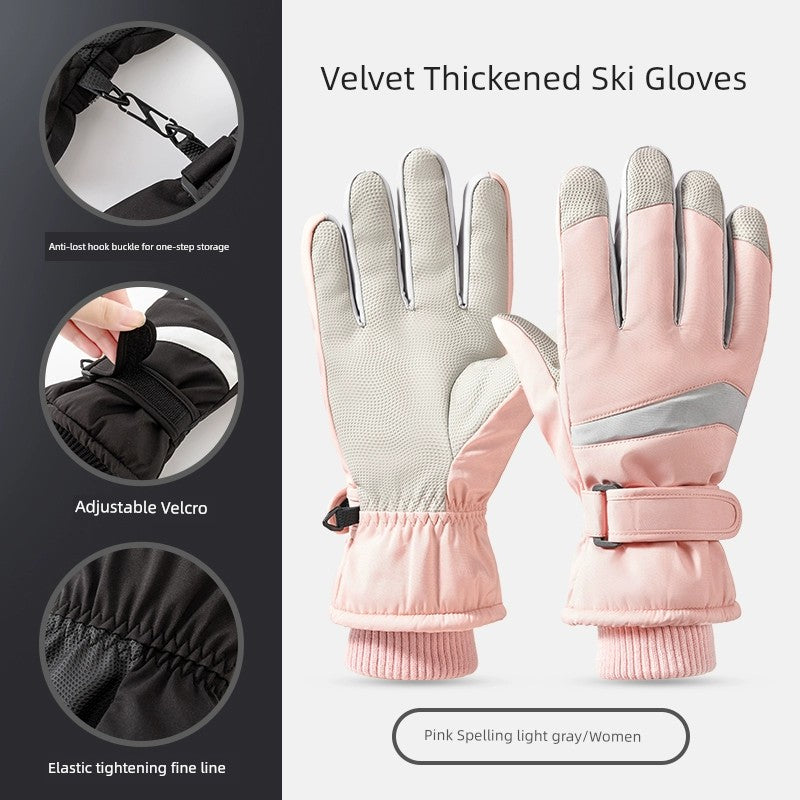 Ski Gloves for Women 2025 New Arrival Winter Cycling Fleece-lined Thickened Windproof Coldproof Warm Gloves Touch Screen Men