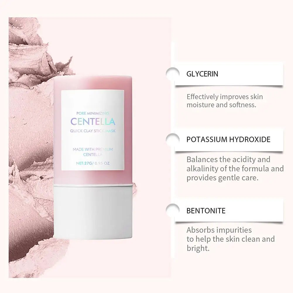 Centella Clay Stick Mask Pore Minimizing Quick Moisturizing Soothing Facial Brightening Face Mask Skin Care 27g