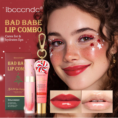Bad Babe Lip Combo Long Lasting Moisturizing Glossy Deeply Hydrates Smoothing Lip oil and Lip Balm Set Skin Care Gift for Women