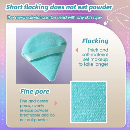 10/20Pcs Triangle Velvet Powder Puff Pizza Flours Mini Face Makeup Sponge Cosmetics Washable Lightweight Makeup Tool