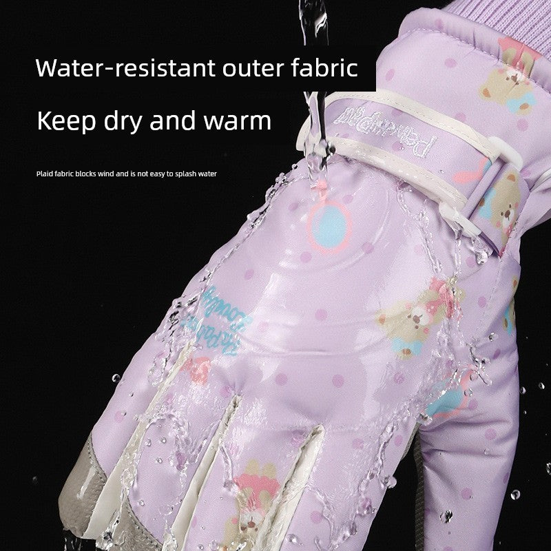 German Craftsmanship Ski Gloves for Women, Winter Fleece-Lined, Outdoor Cycling and Mountaineering Sports, Thickened, Waterproof, Windproof and Cold-Proof