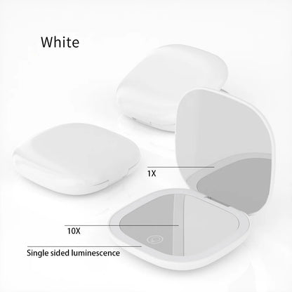 Mini Compact Foldable Pocket Hand Led Makeup Mirror With Led Light 5x/10x Magnification Rechargeable And Small