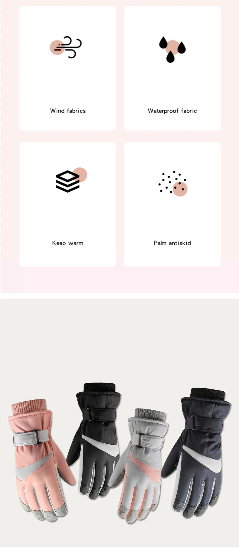 Skiing Gloves Winter Cycling Thick Fleece Warm Gloves Women Men Tick Touch Screen Waterproof Motorcycle Windproof Gloves Fashion