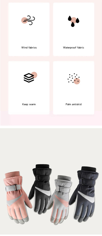 Skiing Gloves Winter Cycling Thick Fleece Warm Gloves Women Men Tick Touch Screen Waterproof Motorcycle Windproof Gloves Fashion