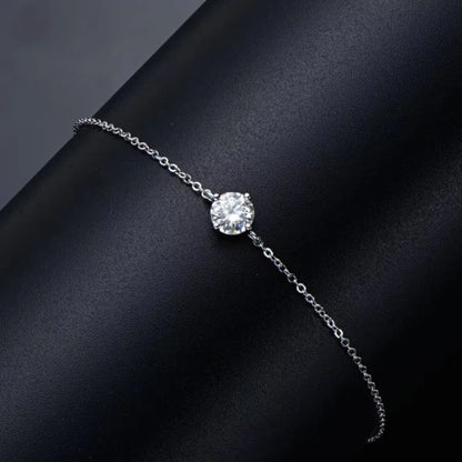 Certified 1CT Moissanite Bracelet for Women Real S925 Silver Classic Round Lab Diamond Charm Hand Chain Adjustable Jewelry Gifts