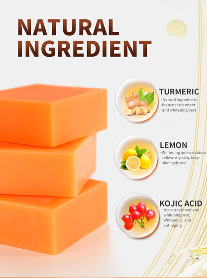 Natural Turmeric Whitening Body Wash, Deeply Clean Skin, Remove Dark Spot, Pimple, Acne, Smooth Skin, For Face & Body Soap Bar
