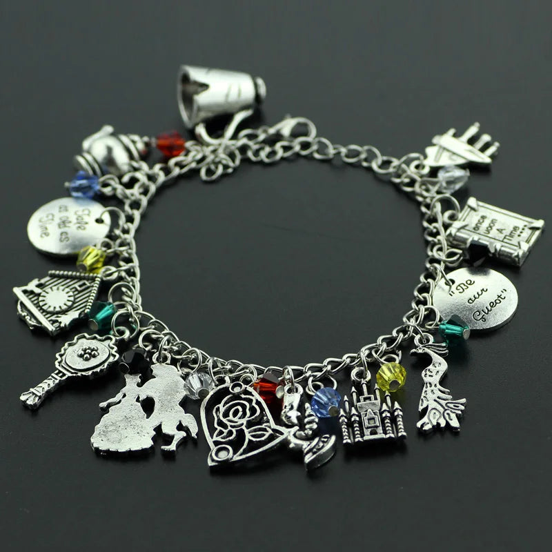 Disney Marvel Movie Peripheral Jewelry Winnie the Pooh Bear The Little Mermaid Moana Stitch Charm Bracelets For Women Girl Gift