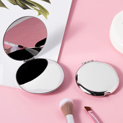 Stainless Steel Portable Folding Makeup Mirror, Square & Round Dual-Sided Shatterproof Metal Mirror for Travel